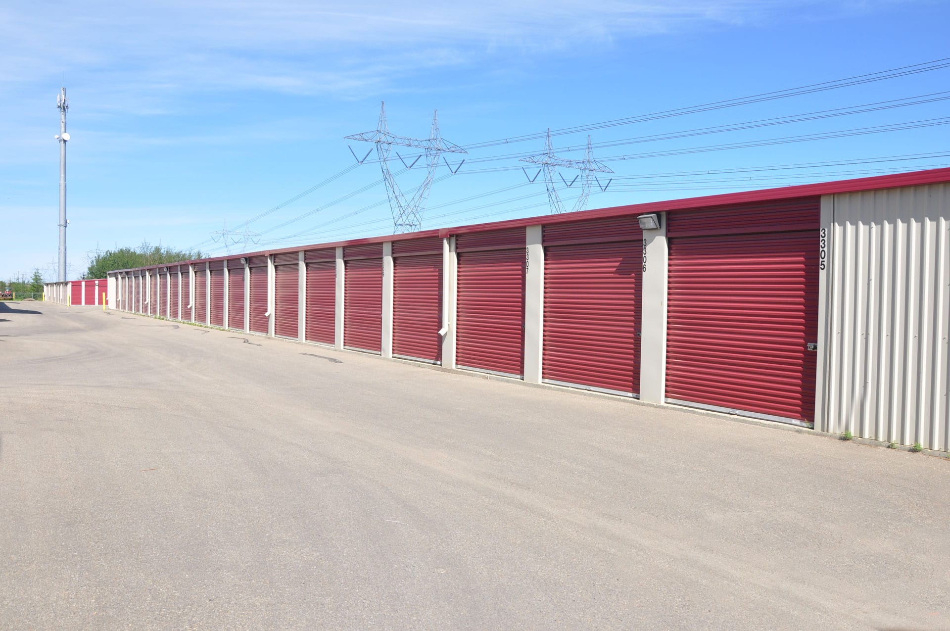 Climate-controlled drive-up storage units at U•STORE•IT's West Edmonton facility