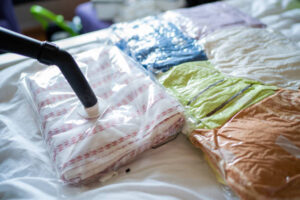 Packing clothes, space saving bags, vacuum bags for cloths, organization
